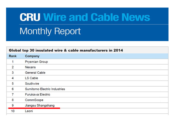 上上電纜再次進(jìn)入全球絕緣線(xiàn)纜制造商前十